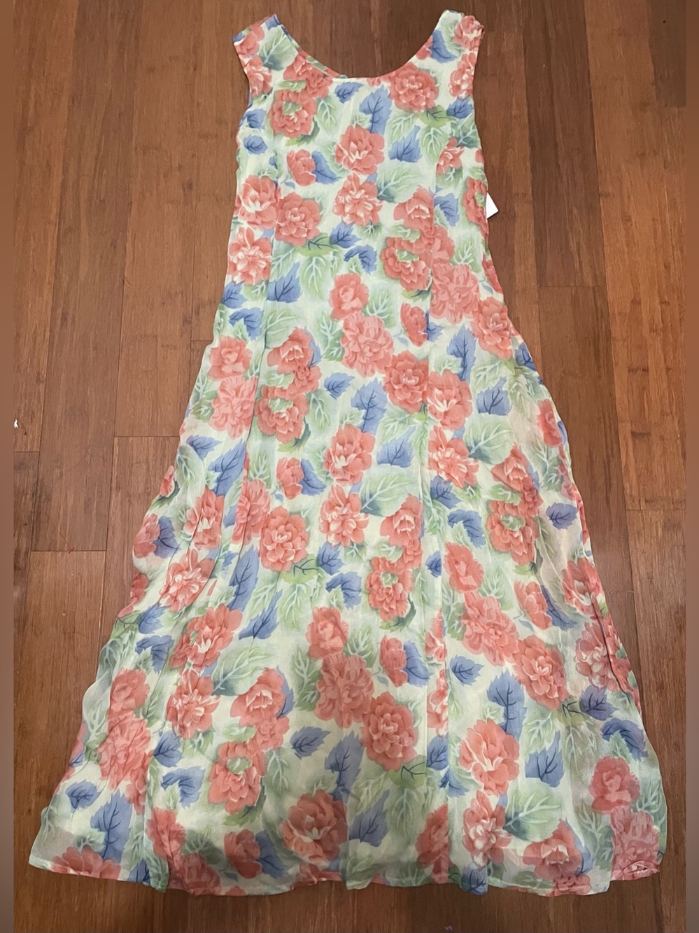 Vintage April Cornell Floral Sleeveless Dress Cottagecore L Summer Midi Romantic